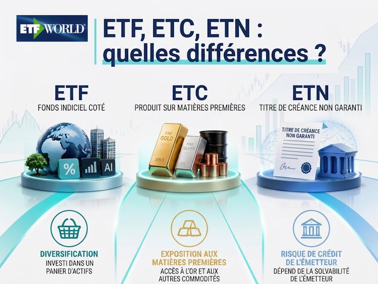 différence ETF ETC ETN